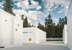 A concept of a Battery Energy Storage System (BESS) site. BESS are rechargeable batteries with multi-source energy storage capacity, allowing off-peak hour storage dispatchable onto the grid to meet electricity demand.