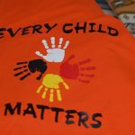 A t-shirt with words ‘Every Child Matters’ seen on display in Edmonton, on August 24, 2023, in Edmonton, Alberta, Canada. (Photo by Artur Widak/NurPhoto)