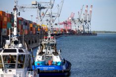 FILE PHOTO: Tugs are seen in the Port of Montreal in Montreal, Quebec, Canada, May 17, 2021.  REUTERS/Christinne Muschi/File Photo