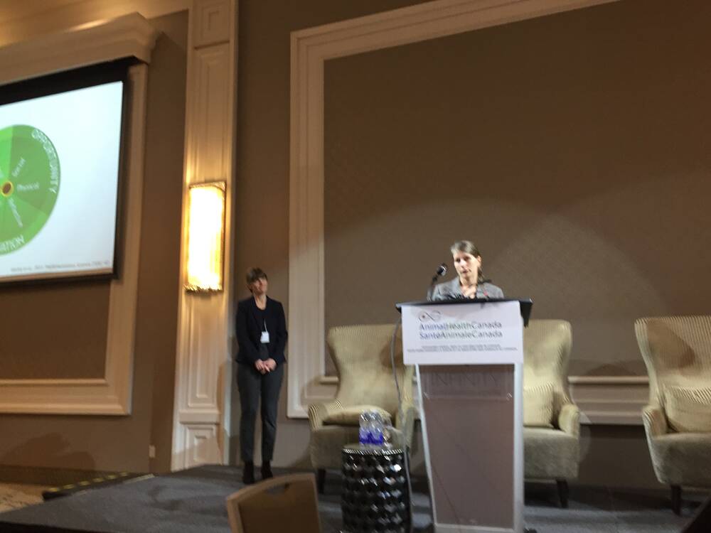 Dr. Caroline Ritter speaks at the Animal Health Canada forum in Ottawa.