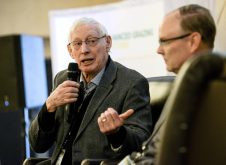 Pat Lynch, crop advisor, left, and Tom Wright, OMAFA dairy nutrition specialist, right, discussed high-quality forage values and how to minimize waste during a panel discussion at the Canadian Forage and Grassland Association’s 15th annual conference in Guelph, Ont., on Dec. 5, 2024. 
