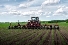 Salford's Row Crop Precision Cultivator has camera guidance and hydraulic down pressure and section control. Photo: Salford