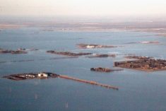 An aerial file photo of flooding in the Red River Valley near Rosenort, Man. in May 2022. (Manitoba Co-operator photo by Allan Dawson)