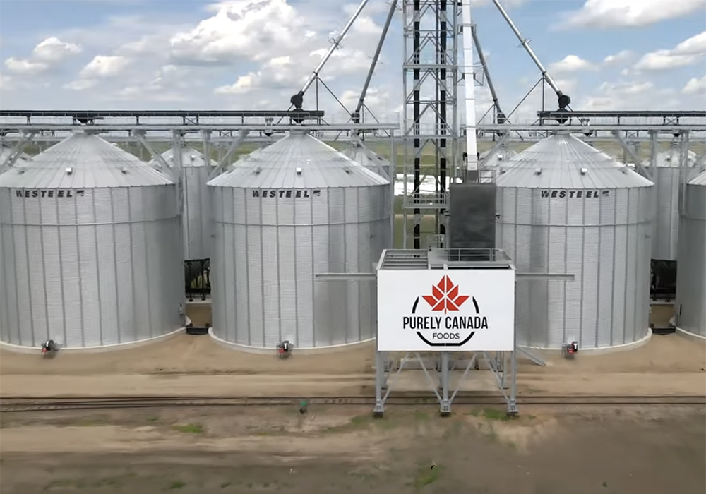 The Canadian Grain Commission said Aug. 28 both dealer and primary elevator licences at Purely Canada Foods’ Saskatchewan facilities in Avonlea, Kindersley and Lajord had been pulled and farmers in all three prairie provinces could be owed money.  | Screencap via youtube.com/Purely Canada Foods
