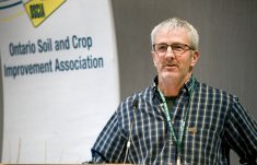 Steve Sickle, a Brant County cash crop and beef farmer, earned the Ontario Soil and Crop Improvement Association Don Hill Legacy Award for his mobile cow shade crafted from an old grain bin during the annual general meeting held in Kingston in February.