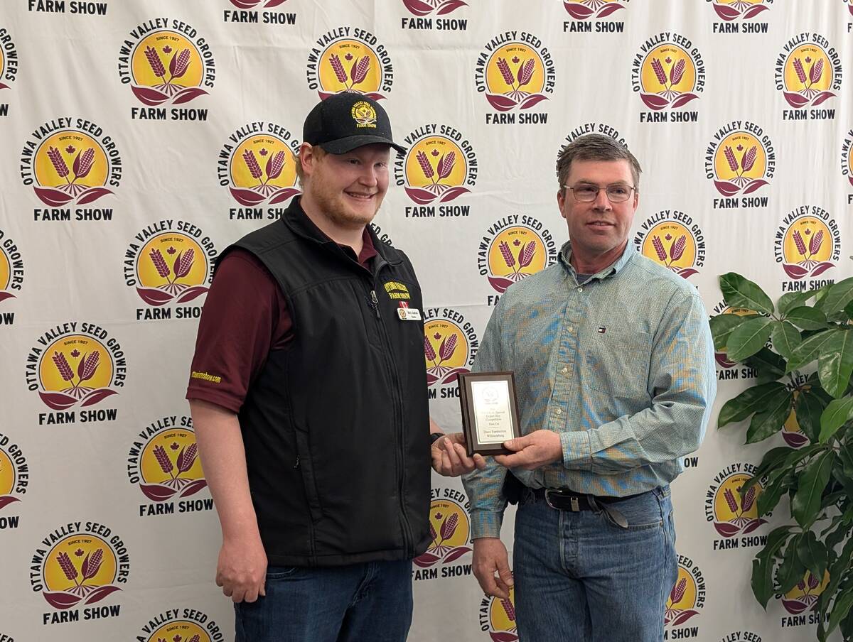 Dave Pemberton of Williamsburg accepted the OVSGA Special Export Hay First Cut award.