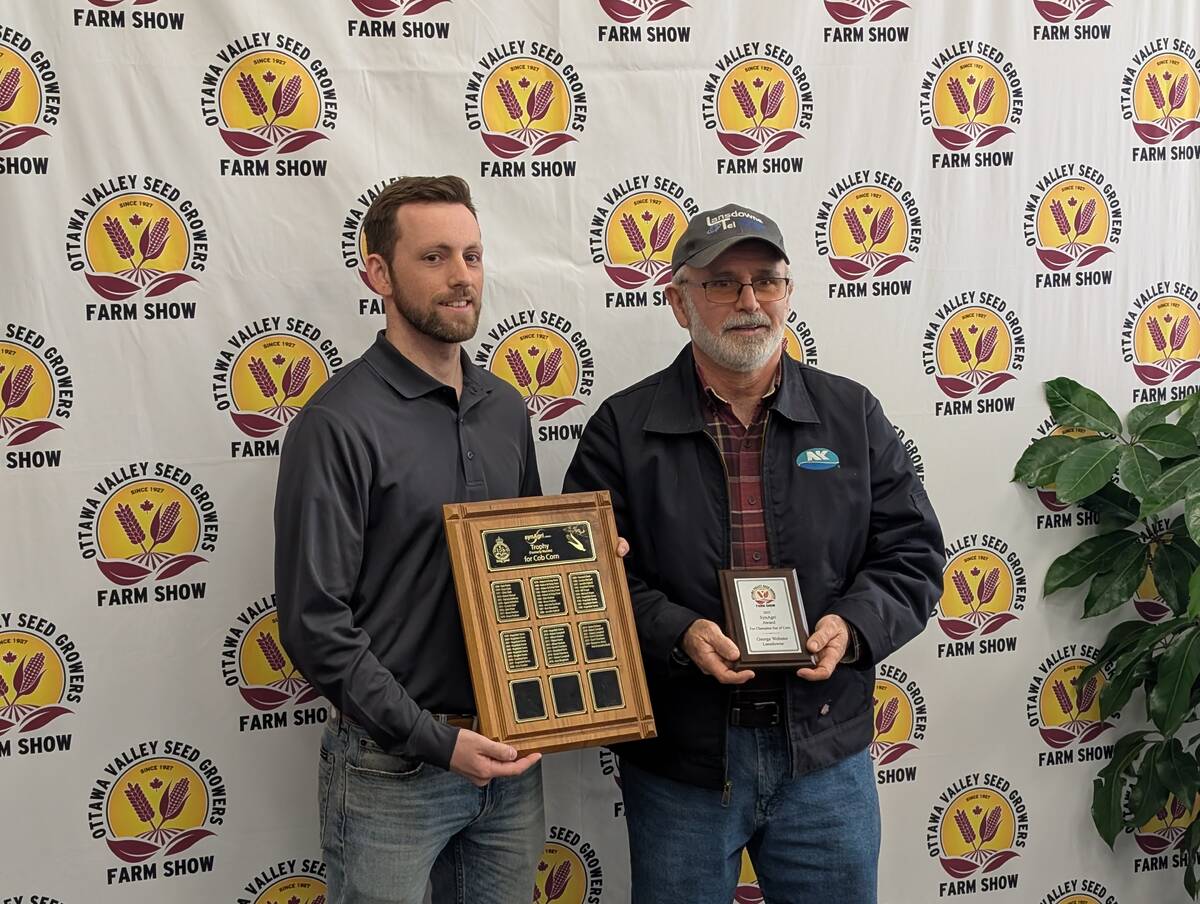 Lansdowne's George Webster accepted the SynAgri Award For the champion Ear Corn in the open and 4-H classes.