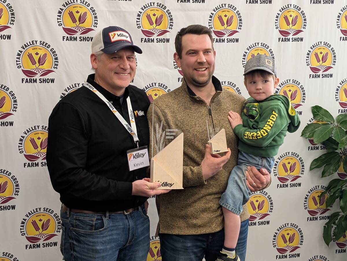 Craig Waddell from Carleton received the Champion Organic plaque.