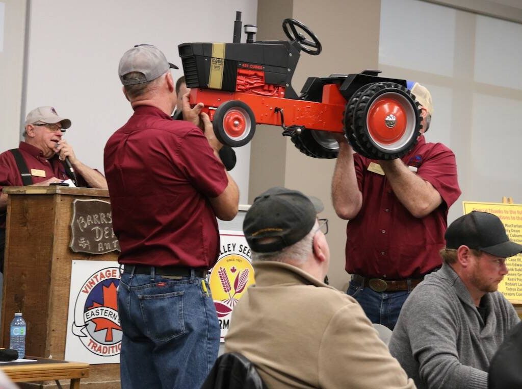 The pedal tractors are usually the highest sellers at the Vintage Iron and Traditions of Eastern Ontario auction held each year at the Ottawa Valley Farm Show. This Case 1070 pedal tractor sold for $800.