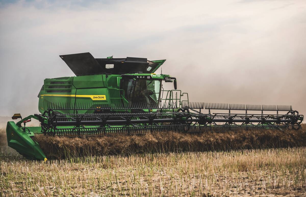 John Deere’s 2026 combines have two factory-mounted stereo cameras that measure crop in front of the cutter bar. The optional Ultimate Technology package is a new weed detection automation feature that can be used to control ground speed. 