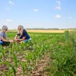 Drs. Claudia Wagner-Riddle (left) and Kari Dunfield at the Ontario Crops Research Centre in Elora. Photo: University of Guelph.