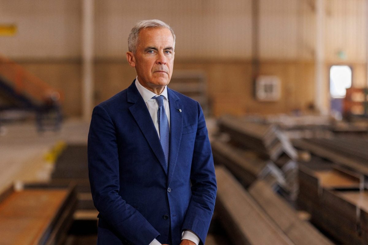 Canadian Prime Minister Mark Carney tours steel fabricator Walters Group in Hamilton, Ontario, Canada July 16, 2025.  Photo: Reuters/Carlos Osorio
