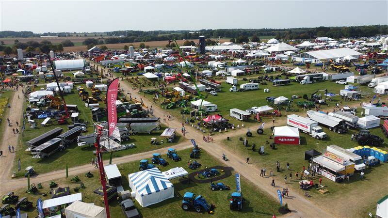 Aerial photo of Canada Outdoor Farm Show 2024 vendors.