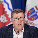 Saskatchewan Premier Scott Moe speaks to the media during the 2025 summer meetings of Canada’s Premiers at Deerhurst Resort in Huntsville, Ont., on Wednesday, July 23, 2025. Photo: Nathan Denette/The Canadian Press via ZUMA Press