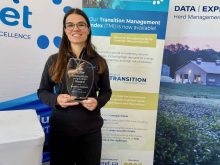 Bruna Mion helped create Lactanet's Transition Management Index, which won an innovation award at Canada's Outdoor Farm Show 2025.