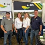 Keith Reid of ALUS Grey-Bruce, ALUS Senior Hub Manager Great Lakes Alyssa Cousineau, ALUS Director of Partnerships Jill Weaver, and Steve Bradish of ALUS Middlesex.