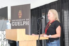 Jocelyn Smith, an assistant professor of field crop entomology at the University of Guelph, shared ongoing challenges facing farmers as pest-resistant crops continue to emerge in Ontario at Canada’s Outdoor Farm Show. Photo: Sarah McGoldrick