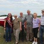 Members of the International Flying Farmers, Ontario Chapter were recently joined by Bruce County Queen of the Furrow Jasmin Schiestel at a meet up at the Saugeen Municipal Airport near Walkerton, Ontario. The group hosts regular fly-ins across the province featuring guests, fundraisers and learning events. Pictured: Bruce Country Queen of the Furrow Jasmin Schiestel, Maria Hodgins, Burt Hodgins, Fred Bruinsma, Marilyn Bruinsma and Don Matheson.