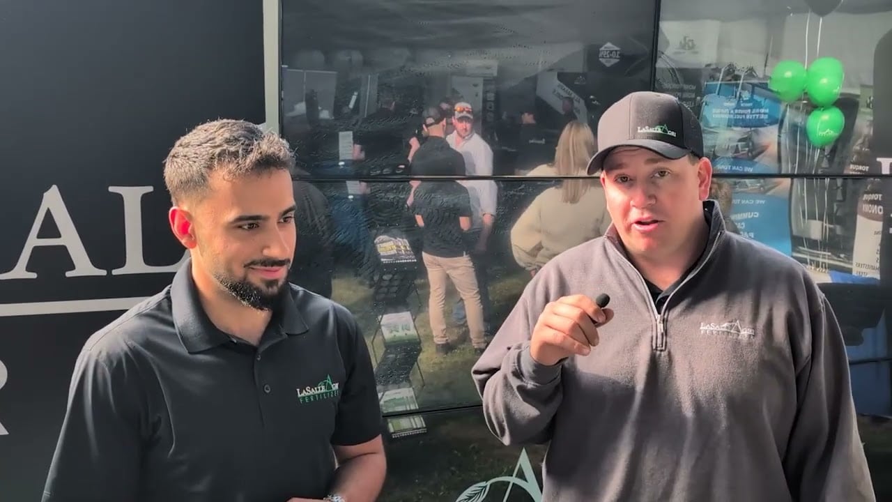 LaSalle marketing co-ordinator and sales manager being interviewed at the 2025 Canada's outdoor farm show