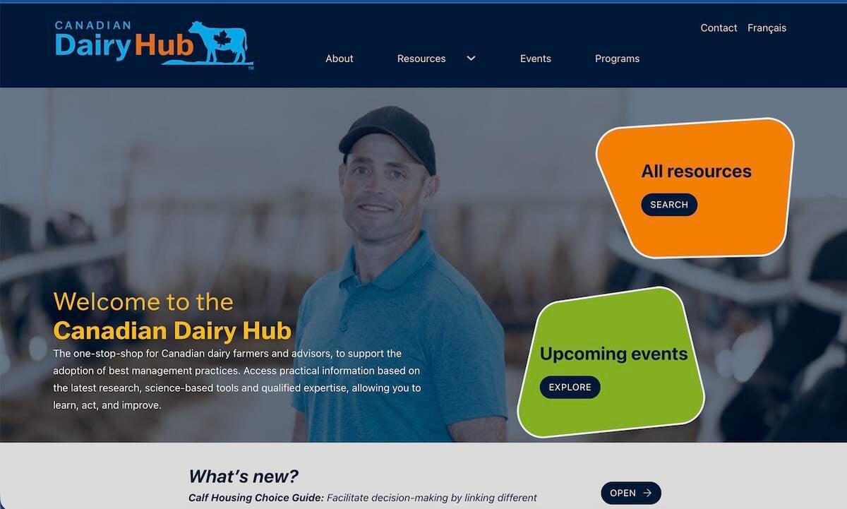 The Canadian dairy hub website. Photo: Via Screen grab