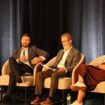A panel that concluded AgriFood 2050 included Michael Keegan, of MIchael Keegan and Associates, University of Guelph President Rene Van Acker and Dana McCauley of the Canadian Food Innovation Network. Photo: John Greig