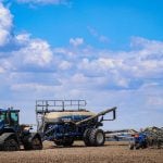 Photo by Sonia Third
A seeder getting ready to go to work in a Rowland Farms field in southern Alberta.