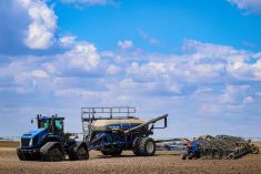 Photo by Sonia Third
A seeder getting ready to go to work in a Rowland Farms field in southern Alberta.