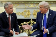 U.S. President Donald Trump and Canada&#8217;s Prime Minister Mark Carney meet in the Oval Office at the White House in Washington, D.C., U.S., October 7, 2025. REUTERS/Evelyn Hockstein
