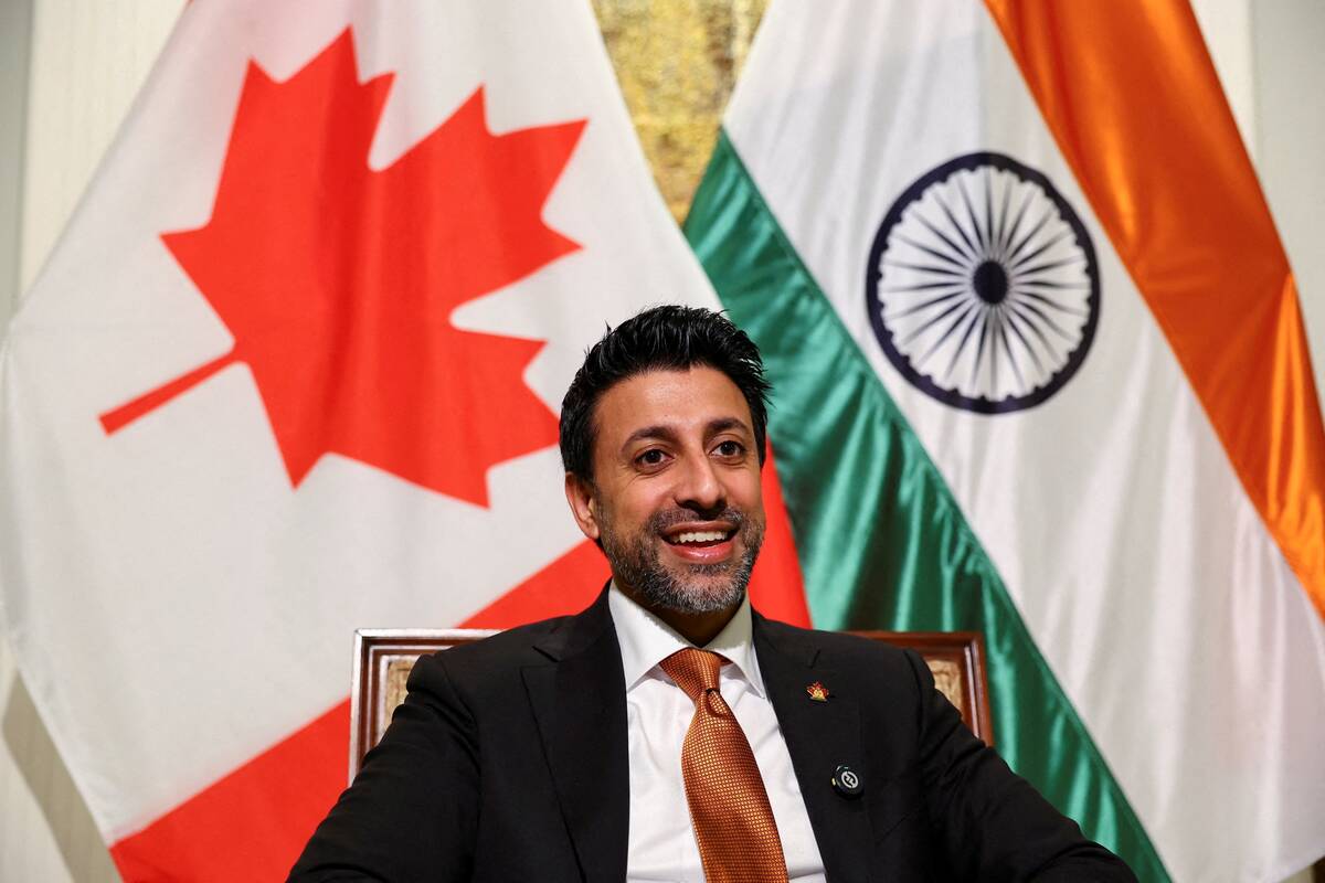 Canadian Minister of International Trade Maninder Sidhu reacts as he speaks during an interview with Reuters at the residence of the Canadian High Commissioner in New Delhi, India, November 13, 2025. REUTERS/Anushree Fadnavis