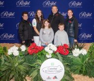 Theresa Wever, Ontario 4-H Foundation chair, far left, Anna Siekierzycki, Grey 4-H Association, and recipient of the $1,000 2025 Justin Parish Memorial Bursary pose with the Parish family, right,  during the bursary presentation at the Royal Agricultural Winter Fair. Photo: Ella Wright Photography.