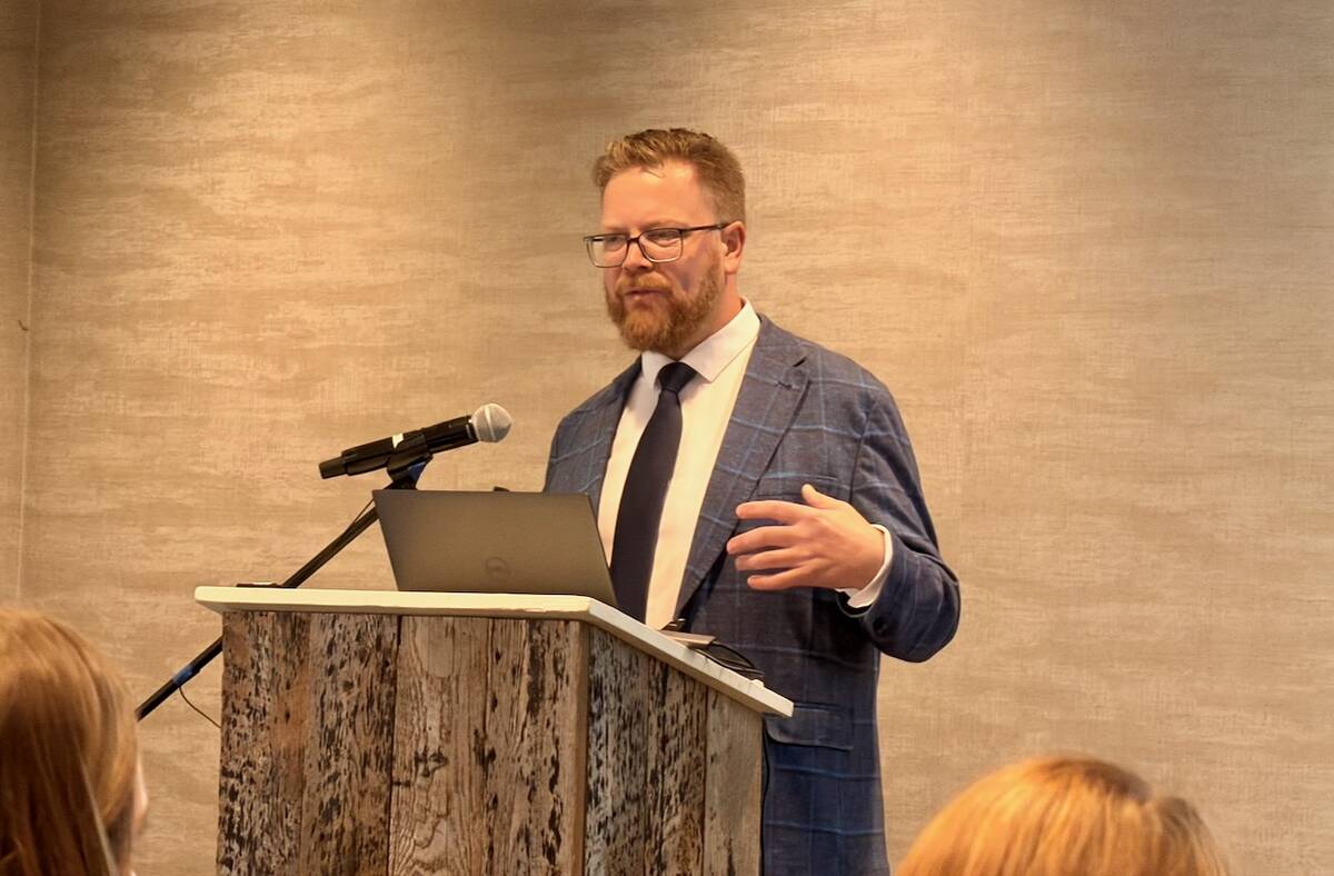 Michael Steele, a research and professor at the University of Guelph at Dairy at Guelph’s annual research day in November 2025. Photo: John Greig