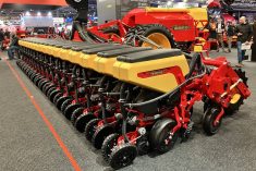 V&auml;derstad&rsquo;s new and improved row unit on a Tempo L 8-24 planter at Agritechica 2025.  Photo: Greg Berg