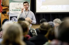 Jordan Thomas, an assistant professor with the University of Missouri&rsquo;s division of animal sciences, explains how approaching replacement heifers as a new hire promotes a more encompassing assessment of her future productivity and herd longevity potential at Grey Bruce Farmers' Week in January 2025. Photo: Diana Martin
