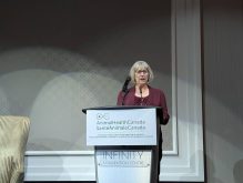 Dr. Betty Althouse speaks about results of the Outbreaks Support Network at the Animal Health Canada Forum Sept. 24. Photo by Jonah Grignon