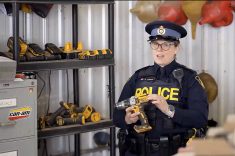 Sgt. Jill Johnson of OPP West Region&rsquo;s Crime Prevention and Community Support Bureau explains the importance of cataloguing make, models, serial numbers and photographs of assets on the farm in the event they are stoled during a video presentation on curtailing rural crime as part of the Grey Bruce Farmers Week On-Demand sessions.  Screengrab Image.