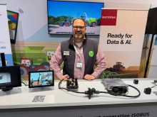 Ryan Milligan explained the new data and video standard for agriculture which will standardize faster transfer between tractors and implements at Agritechnica 2025. Photo: John Greig
