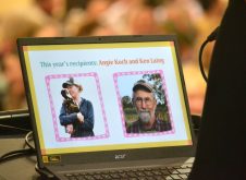 A screen displaying winners of EFAO Farmer-Led Research Program's first 'constantly curious' award. Photo: Stew Slater