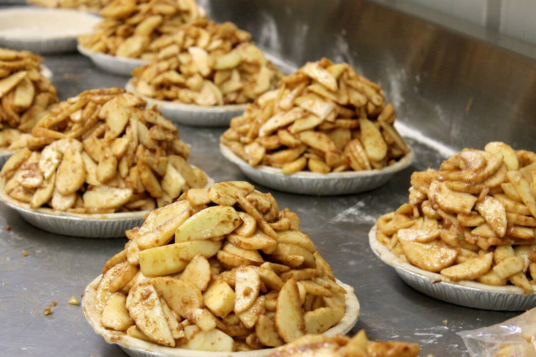 Apple Land Station's "mile-high" apple pie is homemade with a variety of apples and is a fan favourite among the bakery offerings. Photo: Apple Land Station Facebook