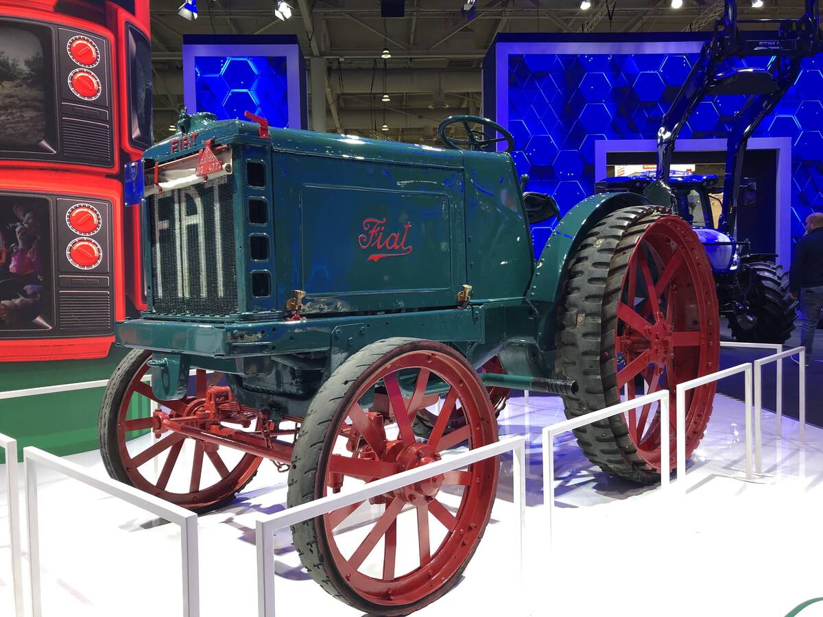 The original Fiat 702 began commercial production in Italy in 1918 and was the inspiration for the concept tractor. Both tractors were displayed at Agritechnica. Photo: Greg Berg