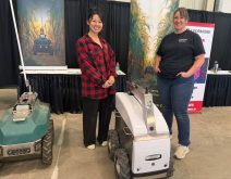 Jana Tian and Tanya Franklin of Upside Robotics at the London Farm Show 2026. Photo: John Greig