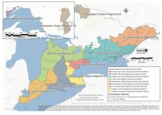 The new map of consolidated Conservation Authorities features nine regions, rather than the originally proposed seven. Farm and conservation groups pushed for 19 broader watershed-based regions.  Source: Ontario government