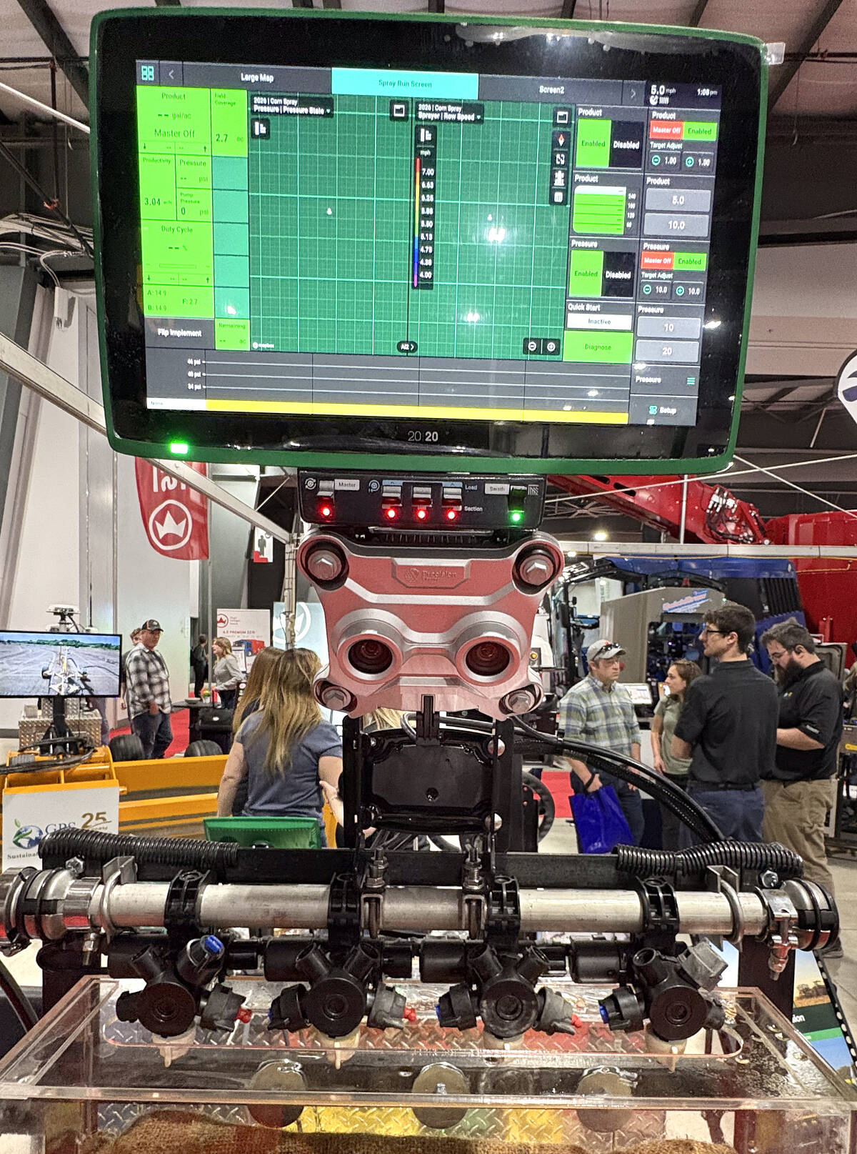 Precision Planting’s Symphony Nozzle system allows for real-time nozzle-to-nozzle control and adjustments to rate, pressure and droplet size from the comfort of the tractor cab. Photo: Diana Martin