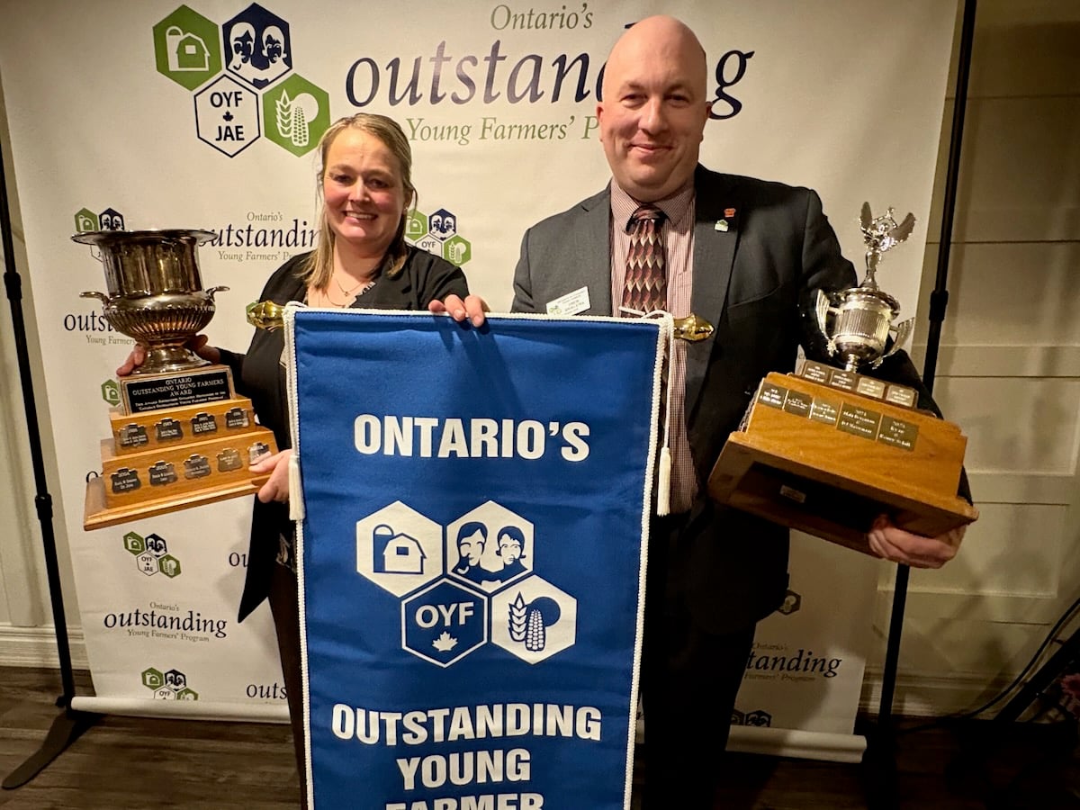 Drew and Heather Spoelstra of Roy&ndash;Lea Farms Ltd., in Binbrook, Ontario are winners of the 2026 Ontario Outstanding Young Farmer award.